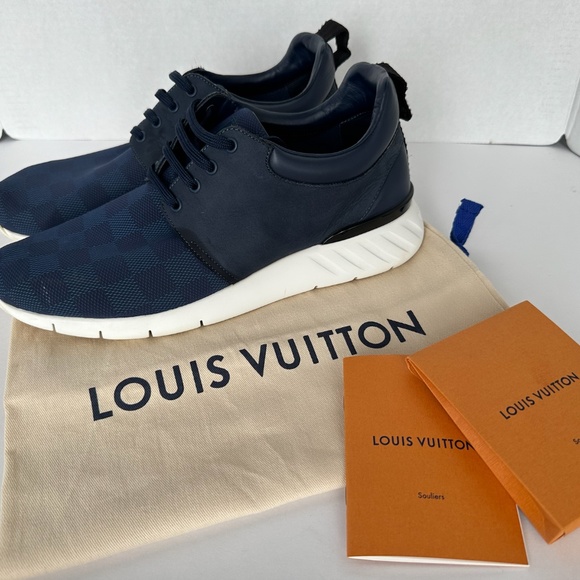 Louis Vuitton Fastline Sneakers with Damier Pattern (Blue/Black/White) - Picture 1 of 5